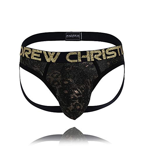 Andrew Christian Glam Animal Brief Jock w/Almost Naked Black/Gold- Large