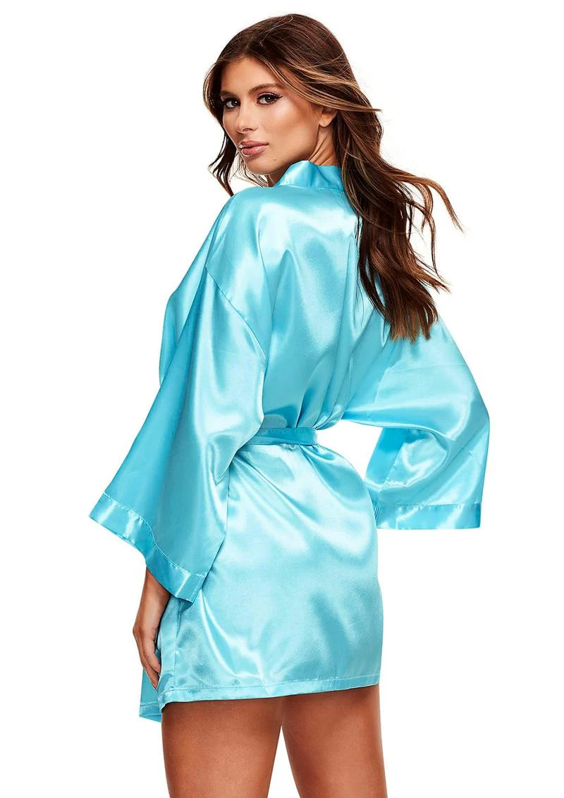 All Satin Robe Aqua- One Size