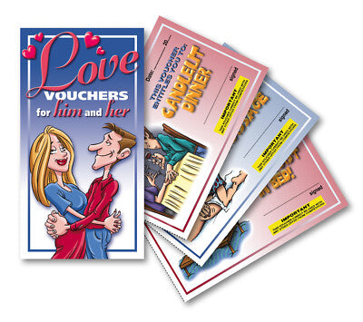 Love Vouchers for Her & His Anniversary Couple Coupons Bachelorette Romance Gift