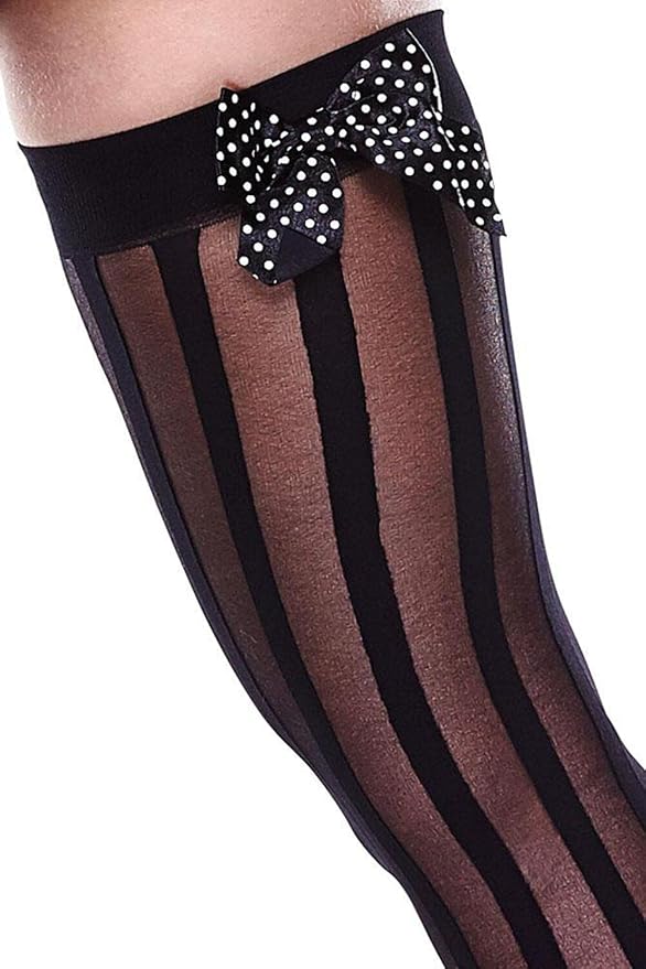 Baci Stripe Thigh High With Bow- Queen Size