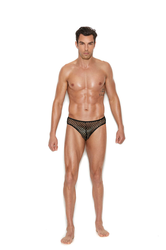 Elegant Moments Men's Fishnet Thong Back Brief- S/M