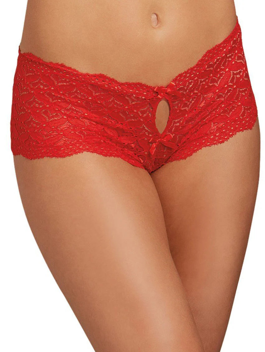 DREAMGIRL HEART LACE OPEN PANTY-  SIZE LARGE