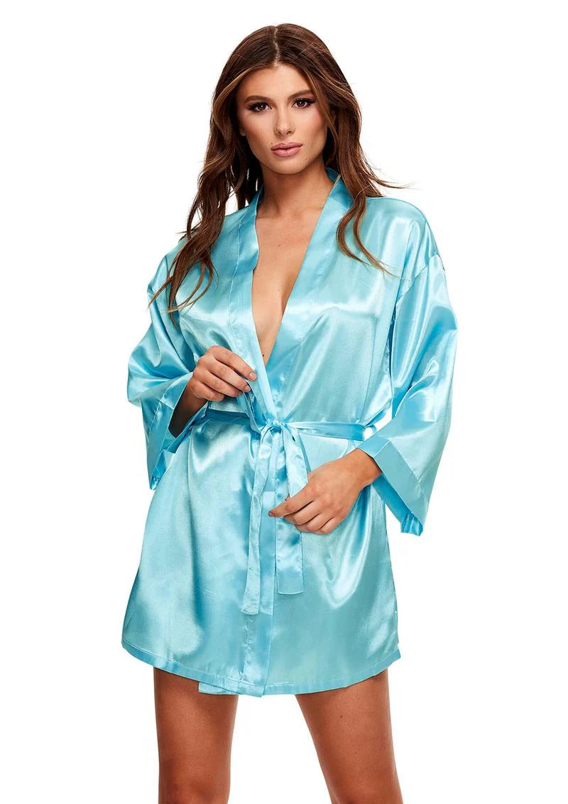 All Satin Robe Aqua- One Size