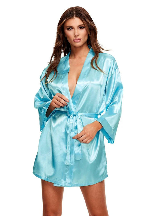 All Satin Robe Aqua- One Size