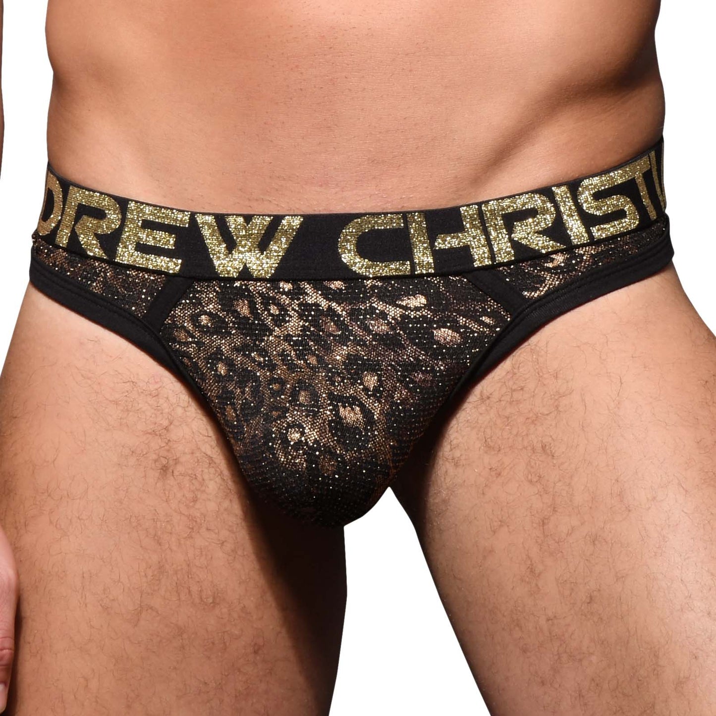 Andrew Christian Glam Animal Thong w/Almost Naked Black/Gold- Large