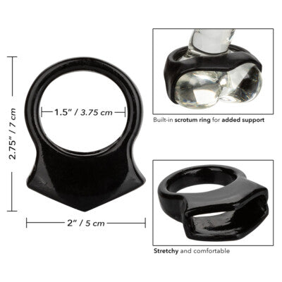 Colt Snug Grip Dual Support Cock Ring Black - Penis + Scrotum Ring Enhancer