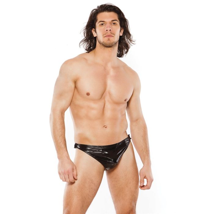 Zeus by Allure Wet Look Tear Away Thong - Black - OS